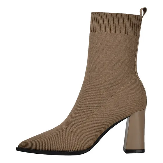 Botas Tipo Calcetín De Punto Elástico Para Mujer