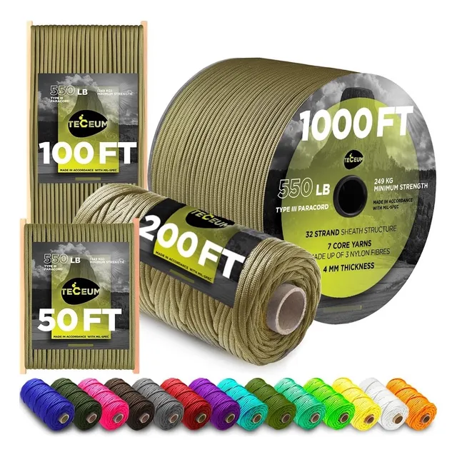 Cuerda Paracord Supervivencia, Nylon Resistente, 304m-61m-37