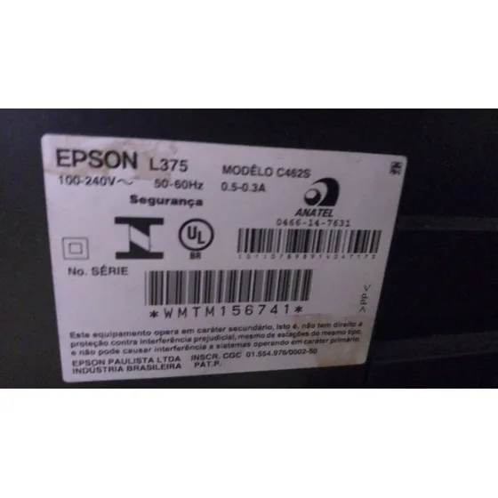 Impressora Multifuncional Cor Epson Ecotank L375 110v Preto