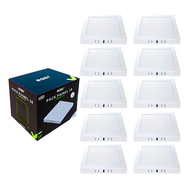 Kit 10 Painel Plafon Sobrepor Led 18w Quadrado 6500k Branco Frio - Cod: 399181377 Easy By Avant