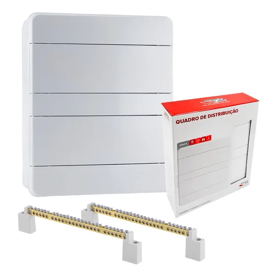 Quadro Distribuição De Embutir 24 Disjuntores +2 Barramentos
