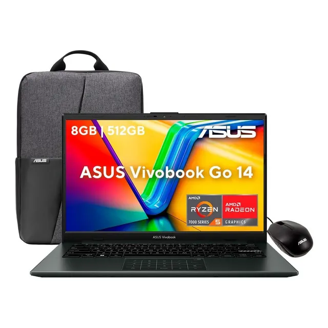 Laptop Asus Vivobook Go 14 E1404F-NK341W Ryzen 5 7520U 512gb Ssd 8gb Ram color negro