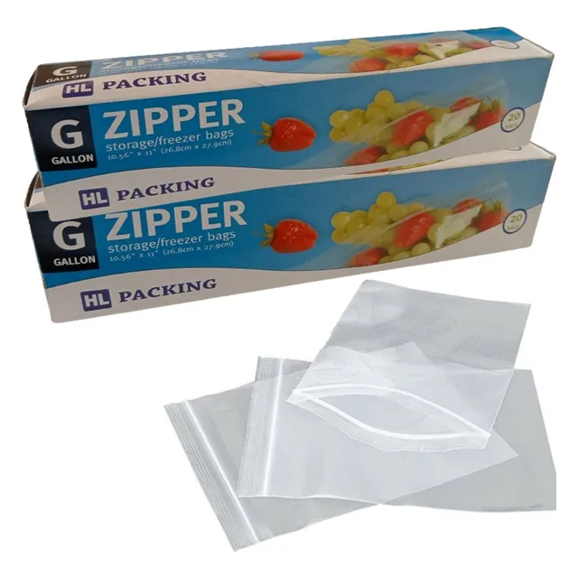 Pack 60 Bolsas Plásticas Cierre Mágico Zipper 26.8 X 27.9cm 