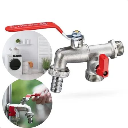 Torneira Dupla Esfera 1/2 E 3/4 Parede Cromado Prateado Lavanderia