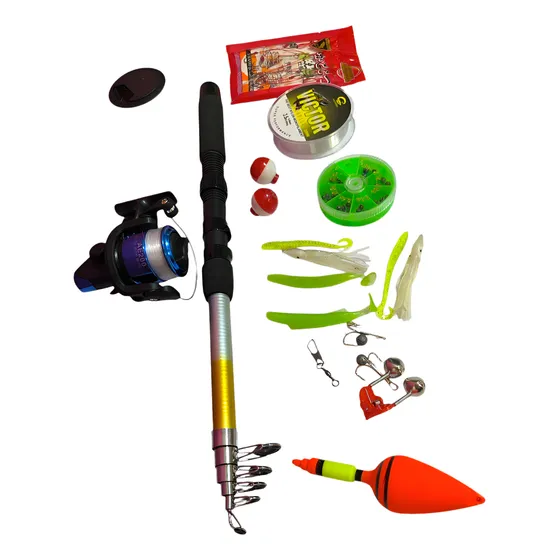 Set O Kit D Caña D Pescar Telescópica D 210cm Con Accesorios