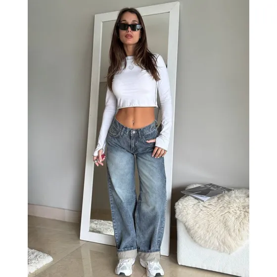 Baggy Jean Oxido Tiro Medio/bajo Alpha Y Omega Jeans