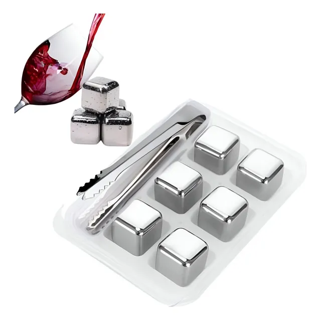 Set De 6 Cubos De Acero Inoxidable Congela Hielera