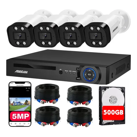Kit De Cámaras De Seguridad 5mp 4 Cámaras Disco 500gb.