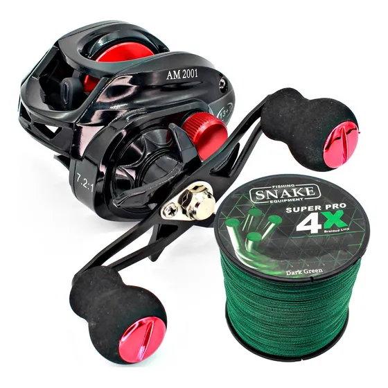 Reel Rotativo Baitcast Snake 14rul 8kg + Multifilamento L