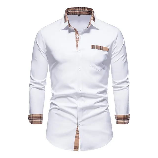 Camisa Manga Larga Cuadro Boton Para Hombre Estilo Casual