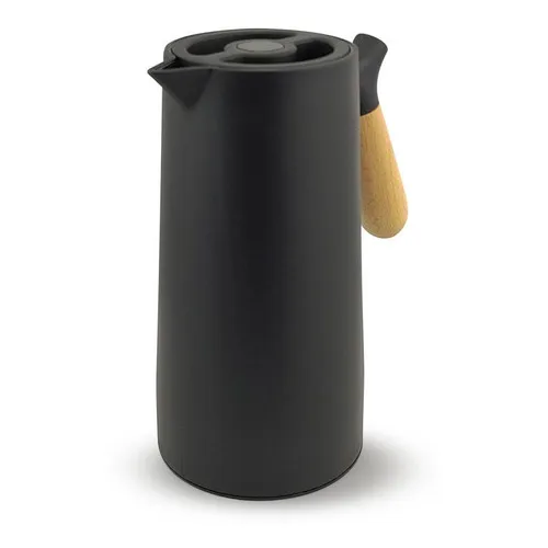 Garrafa Térmica Para Café Chá Água Cabo De Madeira 1 Litro Cor Preto