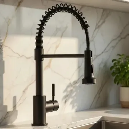 Torneira Para Cozinha Gourmet Monocomando Misturador Quente Frio Aço Inox Preto Fosco Black Via Flix Fc-34 Instalação Bancada Mesa Bica Móvel Chuveirinho Spray Extensível 47cm Altura Cartucho Cerâmico