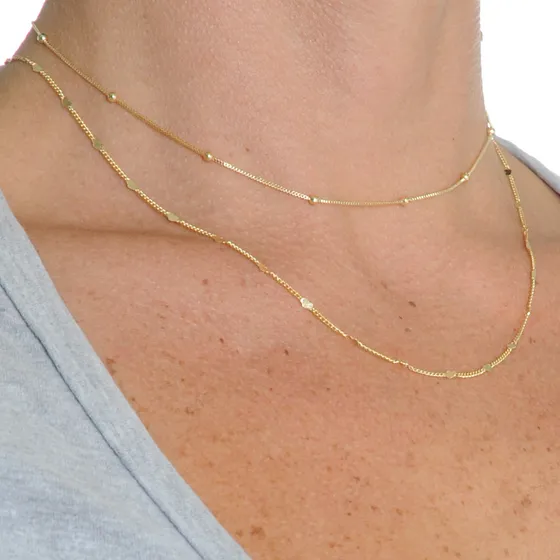 Colar Feminino Choker Kit Mix 02 Voltas Delicado Banhado Our