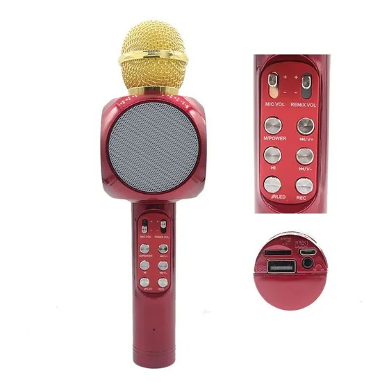 Micrófono Con Parlante Bluetooth Y Luces, Recargable  