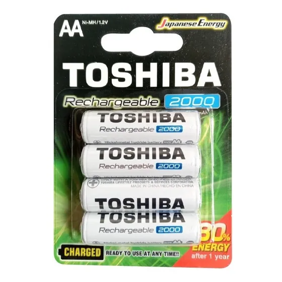 Pila Bateria Recargable Aa Toshiba 2000 Mah Blister 4 Und