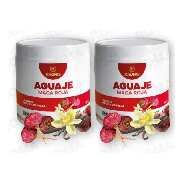 Pack 2 Aguaje Maca Roja Biotina Sabor A Vainilla Kauinis