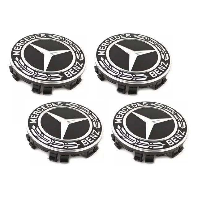 Kit X4 Centro Llanta Mercedes Benz Laureles Negro Full Black