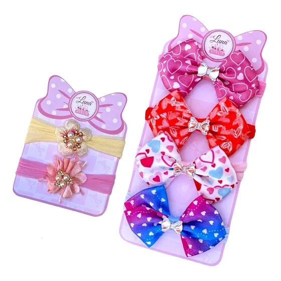 Kit 6 Lacinhos De Bebê Cabelo Tiarinhas Dup + Brinde 9334
