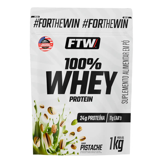 Whey Protein 100% Concentrado Refil 1kg Sabor Pistache - Ftw