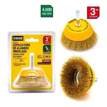 Cepillo Copa De Alambre Ondulado Para Taladro 3 Pulgad  Covo
