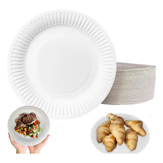 Plato Blanco Desechable Biodegradable Fiesta  20 Unidades