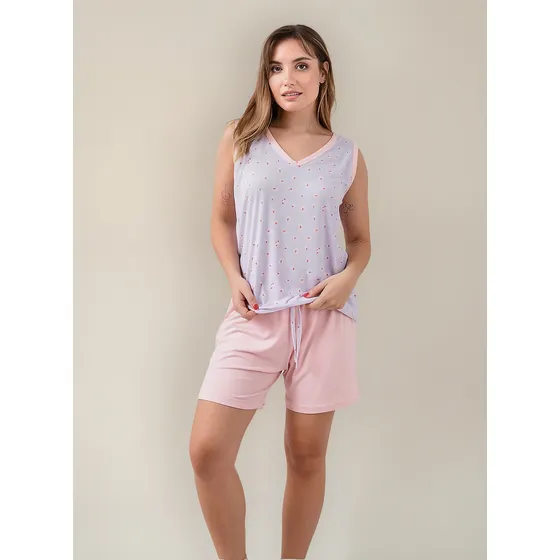 Pijama Sin Mangas V Modal Short Mujer Lumiere