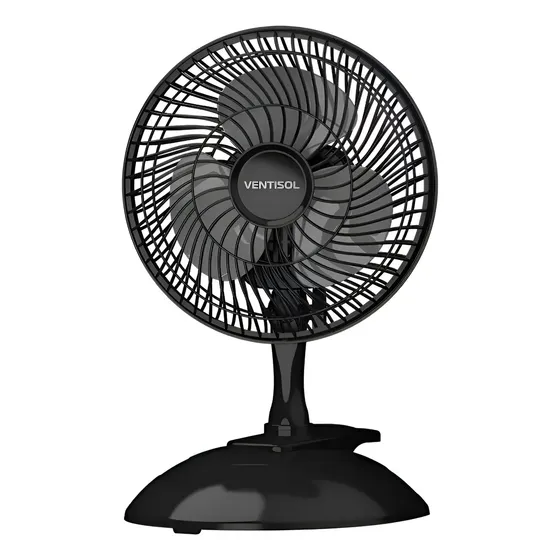 Mini Ventilador Ventisol 20cm 3 Pás Preto Clip Portátil De Mesa