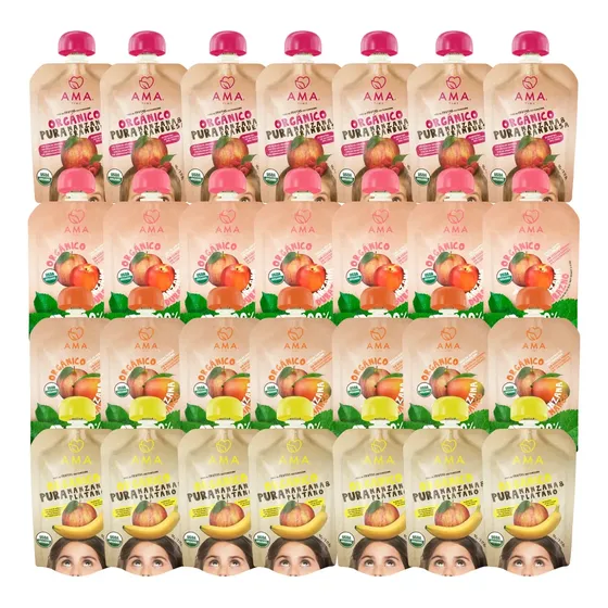 Mix Compotas De Fruta Ama Time - Pack De 32 Unidades