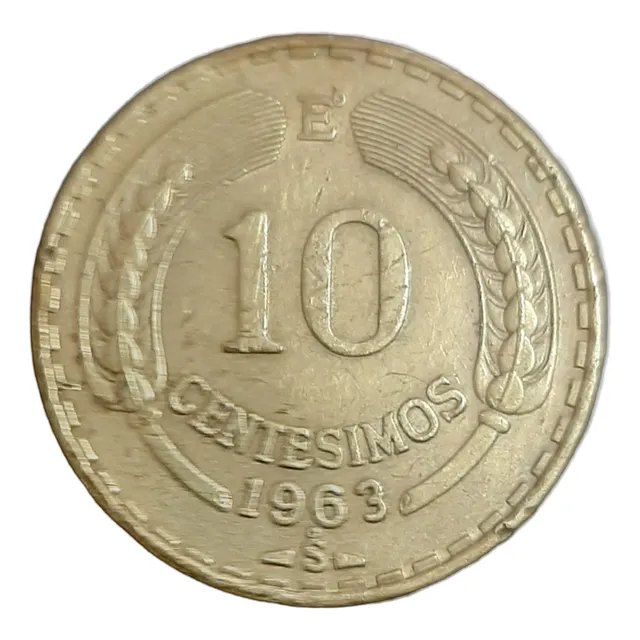 Moneda Chilena 10 Centésimos Distintos Años Del 1963 Al 1970