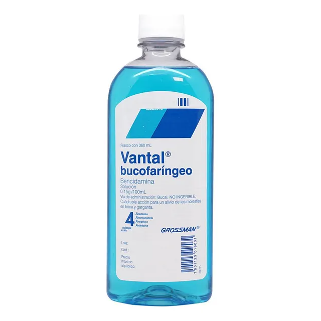 Vantal Bucofaringeo Solución 0,15 G, 1 Frasco 360 Ml