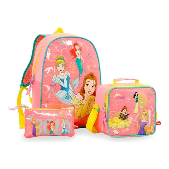 Morral + Lonchera + Cartuchera Princesas Disney