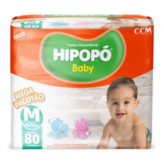 Fralda Descartável Hipopo Bebê M C/ 80 Un, Atacado, Promoção Gênero Sem gênero Tamanho Médio (M)