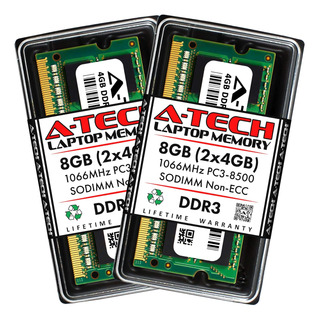 A-tech 8 Gb (2 X 4 Gb) Ddr3 1066 Mhz Pc3-8500 Cl7 Sodimm 204 A-tech 8 Gb (2 X 4 Gb) Ddr3 1066 Mhz Pc3-8500 Cl7 Sodimm 204