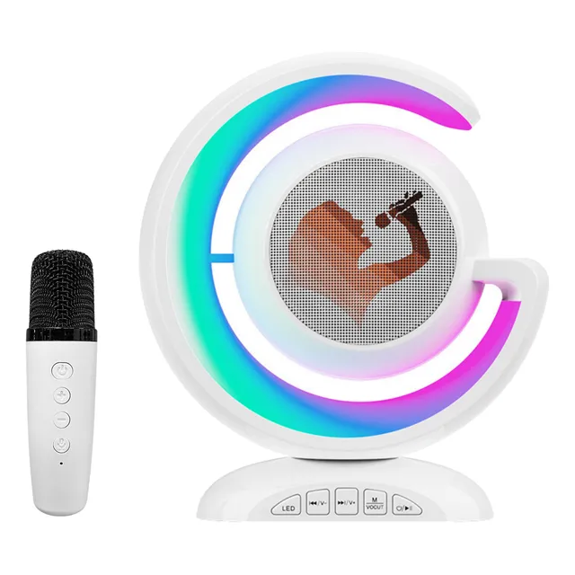 Parlante Inalámbrico Con Micrófono Bluetooth Karaoke Luz Led Color Blanco