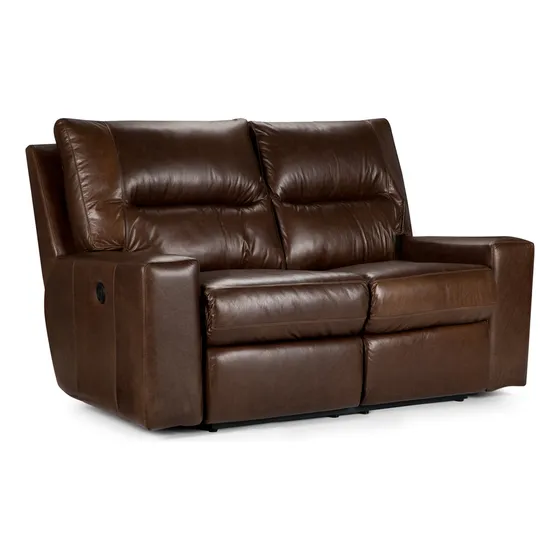 Sofá Reclinable Rosen Tolstoi 2cpo Eléctrico Cuero Chocolate Color Café