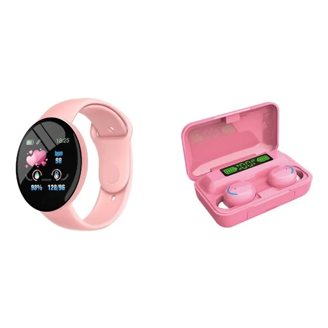 Reloj Inteligente D18 + Audífonos Inalámbrico F9 Base Carga