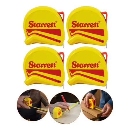 Kit 4 Trena Starrett 5 Metros Mm E Pol Largura Da Fita 19mm