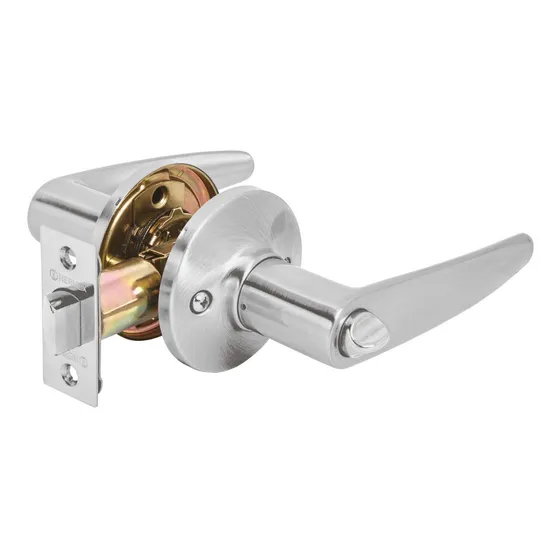 Cerradura Manija Cilindro Latón Cromo Mate Baño Hermex 43653 Color Gris