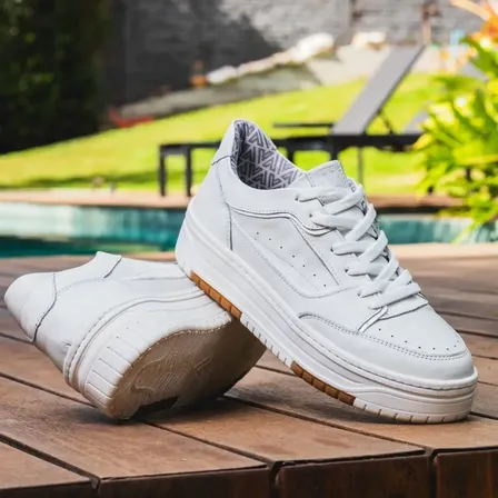 Tênis Feminino Couro Vittal Aura Solado Flatform Confortável