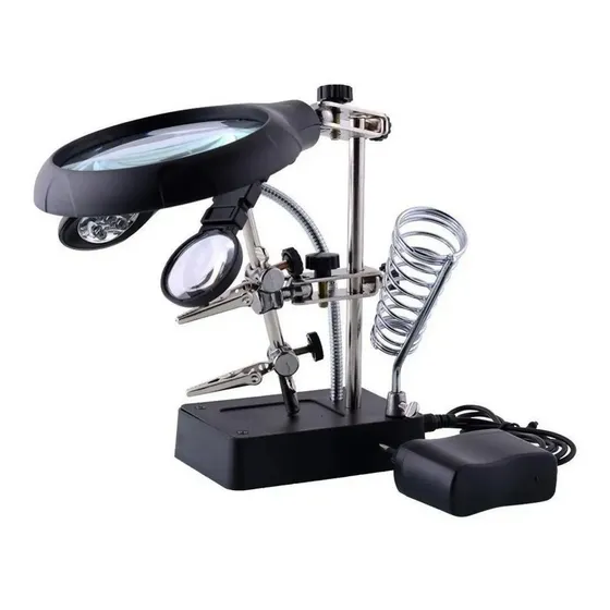 Lupa De Mesa Con Luz Led Y Soporte Soldador - Electroimporta