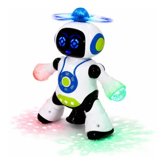 Robô Dançante Infantil 360° Som Luz E Movimento Brinquedo Robô Branco