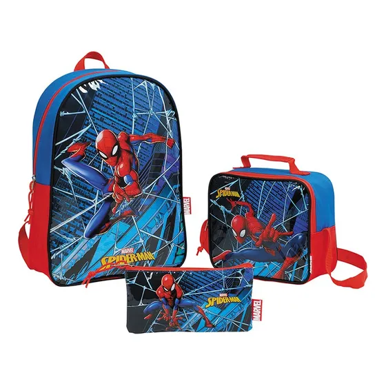 Morral Marvel Spiderman, Con Lonchera Y Libreta