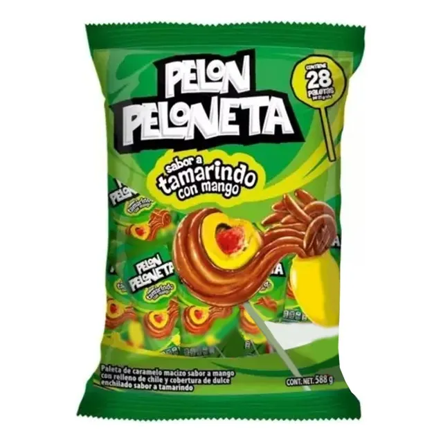 Paleta Pelon Peloneta Sabor Tamarindo Con Mango 28 U De 21 G
