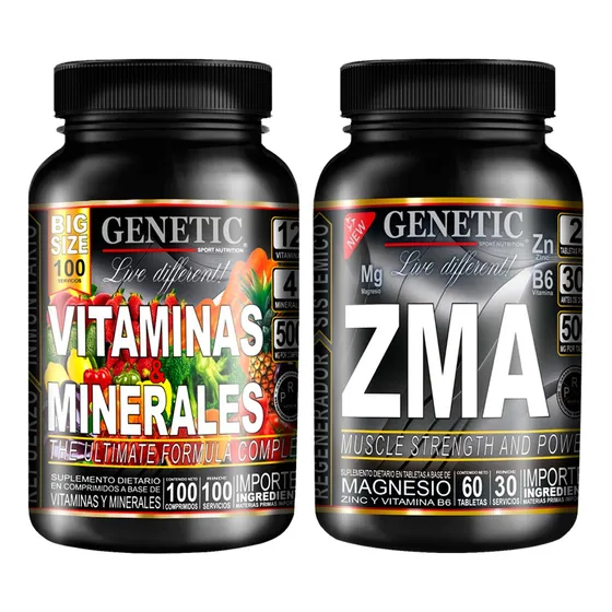 Zma Genetic Zinc Magnesio Vitaminas B6 C Sube Defensas Salud