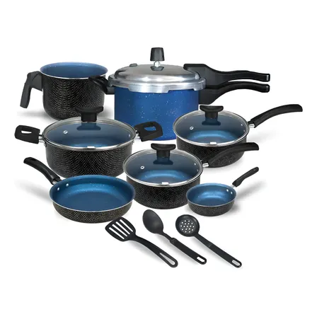 Conjunto De Panelas Com Panela De Pressão Fechamento Externo Cor Safira Black
