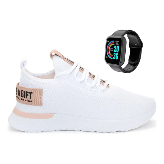 Kit Tênis Feminino Caminhada Treino Bf Shoes + Smartwatch