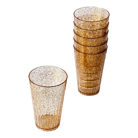 Vaso Facetado Luxe Plastico Resistente Alto 500 Cc X 10 Unid