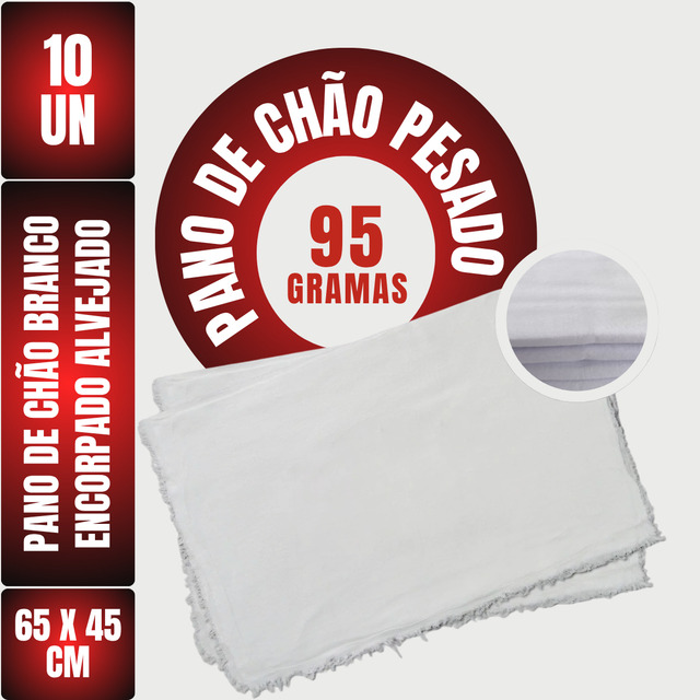 Kit C/ 10un Pano De Chão Encorpado Grande - Neves - Pesado 95g 45x65cm Kit C/ 10un Pano De Chão Encorpado Grande - Neves - Pesado 95g 45x65cm