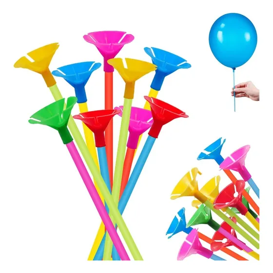 Soporte De Globos 25 Varillas Con Base Blanco Y Multicolor