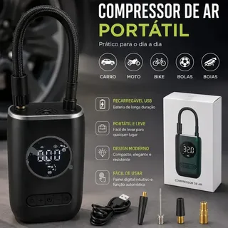 B&G Compressor de Ar Portátil Digital USB-C P/ Carro Moto Bike